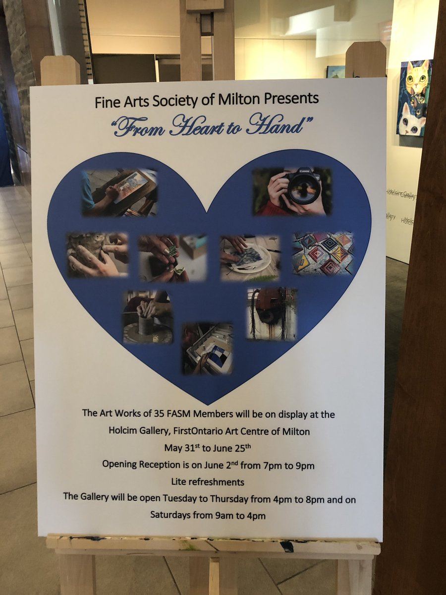 Opening of the Holcim Gallery this evening at FirstOntario Arts Centre Milton for the Fine Arts Society of Milton (FASM) Heart to Hand show

Come out and see this amazing artwork during the month of June! 

Great to see so many artists, family and friends!