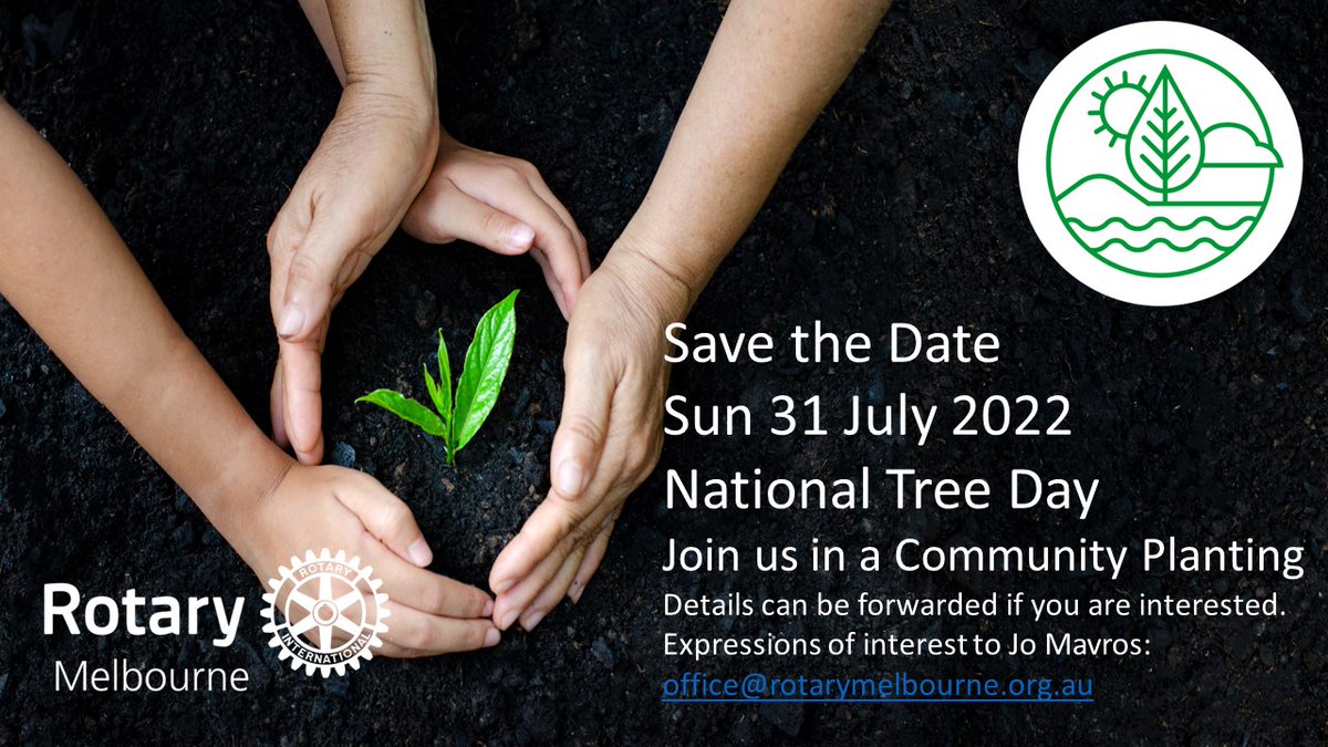 Join us on National Tree Day for a Community Planting Details: bit.ly/3MeNyaX 
📧office@rotarymelbourne.org.au