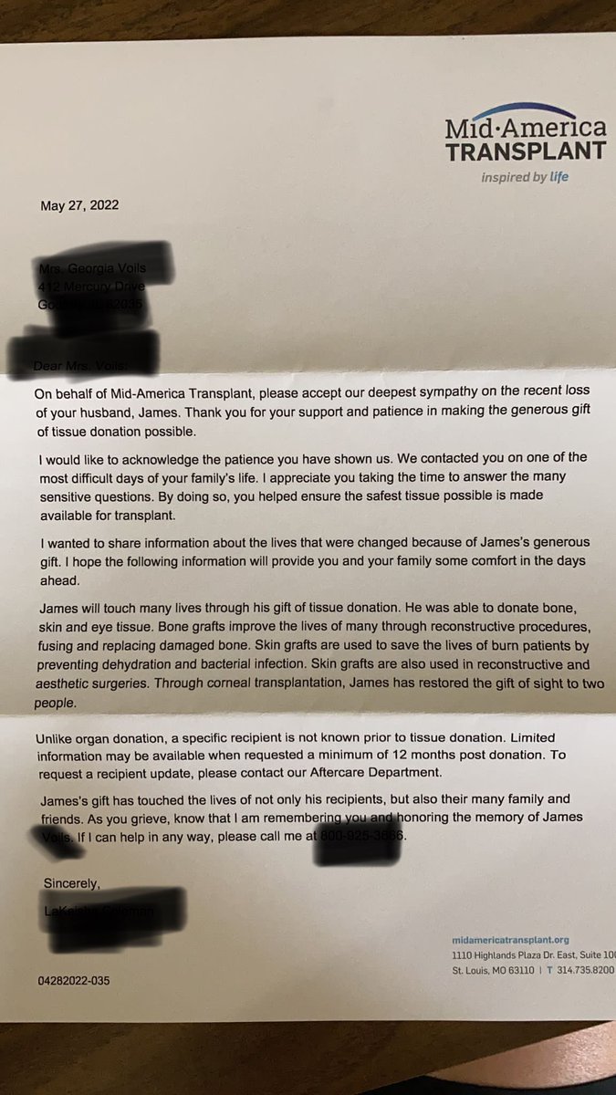 bonniefinger's tweet photo. About a month after my dad died, my mom received this letter from the organization through which some of my dad’s tissues were donated. It’s a happy/sad day. Grief is a process. https://t.co/CefROvV95p