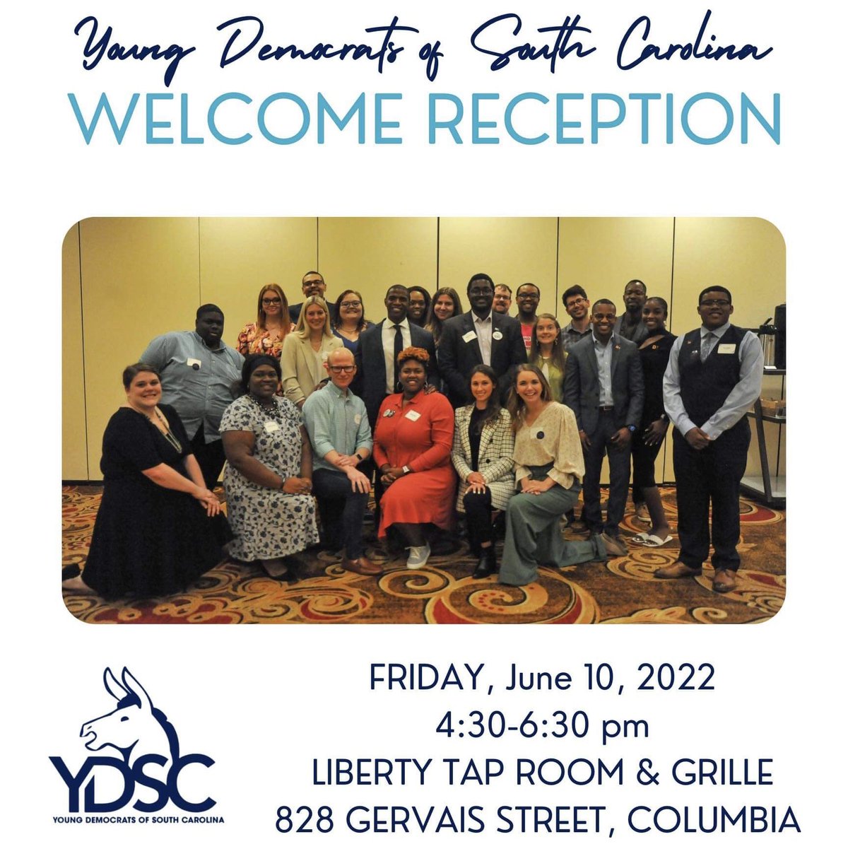 YoungDemsofSC's tweet photo. Join us for our Young Dems of SC #SCDemWeekend Welcome Reception. We will be at Liberty Tap Room on June 10th from 430 to 630. $15 for YDSC Members $20 for non Members. https://t.co/TLbE1ueFDm
#YoungGetsItDone @scdp https://t.co/cDlhb5XsWK