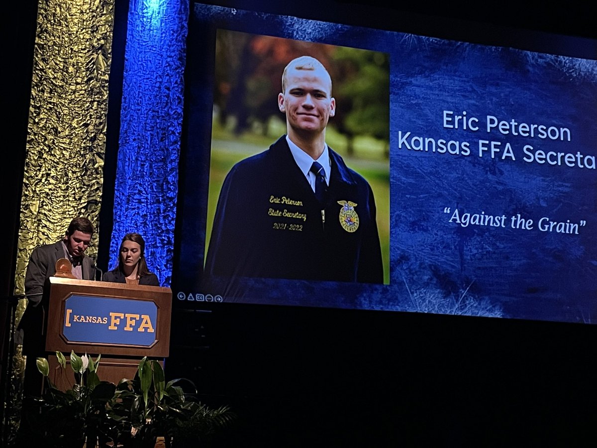 baker_kansas's tweet photo. Great time this afternoon listening to @epic7913 retirement address from @KansasFFA as their state secretary.   So cool to see the growth this kid has had due to his hard work!  Also, fun to see @nohlde61 introduce him.  #CliftonClydePride https://t.co/GVyACzjoFp
