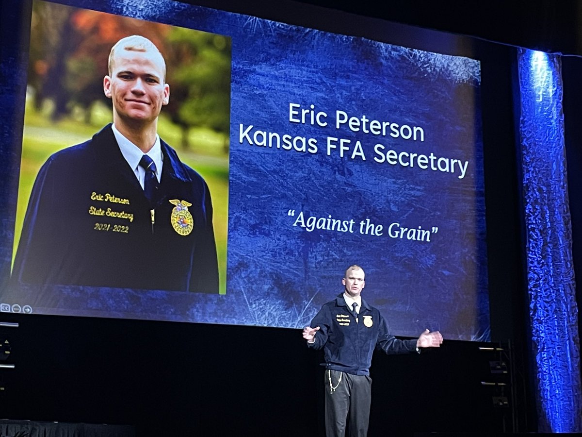 baker_kansas's tweet photo. Great time this afternoon listening to @epic7913 retirement address from @KansasFFA as their state secretary.   So cool to see the growth this kid has had due to his hard work!  Also, fun to see @nohlde61 introduce him.  #CliftonClydePride https://t.co/GVyACzjoFp