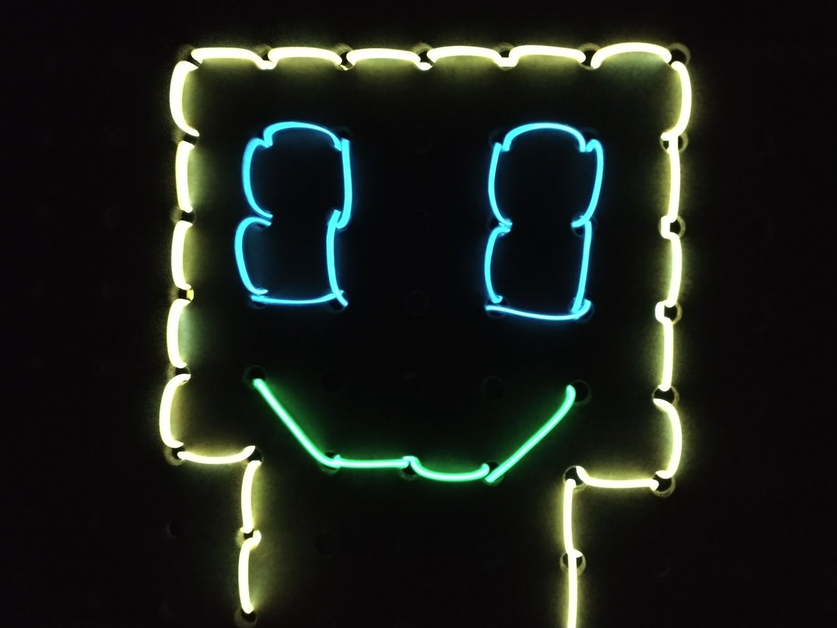 thinklearndo1's tweet photo. Thanks @adafruit for letting me show off my EL wire on pegboards idea yesterday on show and tell! I did manage to put up some simple info on it on my Make Projects page: https://t.co/i20YJxEdf2 Here's my attempt at a glowing robot head :) https://t.co/0ESfzvqSBg