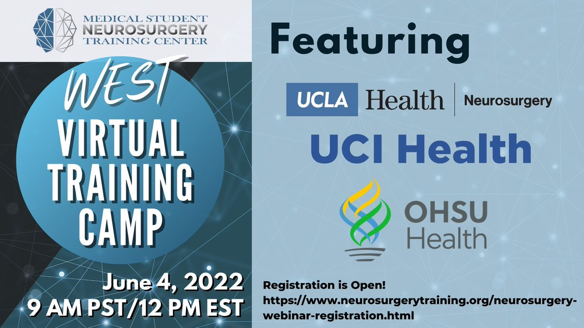 Excited to join the resident panel for <a href="/UCINeurosurgery/">UC Irvine Neurosurgery</a> this Saturday, ~10:30-12p PST with <a href="/BrainSpineGroup/">Brain & Spine Group</a> <a href="/UCLANsgy/">UCLA Health Neurosurgery 🧠</a> &amp; OHSU #neurosurgery . #Match2023 #medtwitter