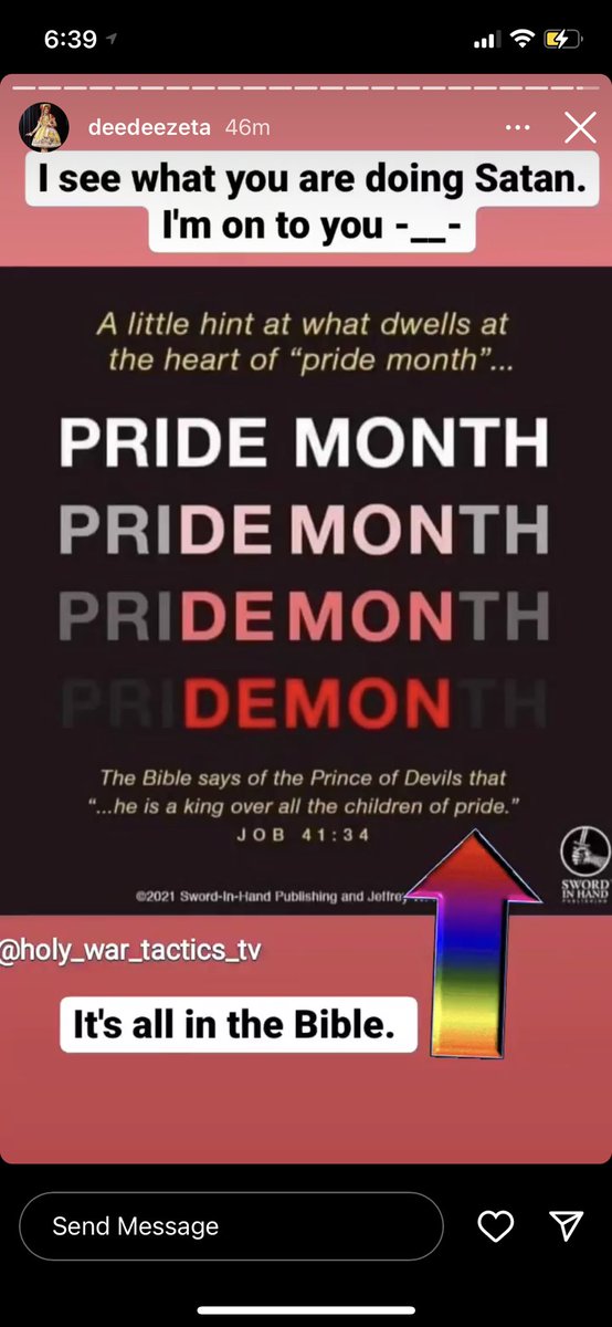 h0neyvanity's tweet photo. tw homophobia
 today on niche hobby drama: some willy wonka  looking instagram lolita is posting batshit crazy shit about pride month on her story how are you gonna have a moi meme moitie highlight on ur page and post shit like this . as if mana wouldn't zap u with his eye lasers https://t.co/uTgyO8m0du