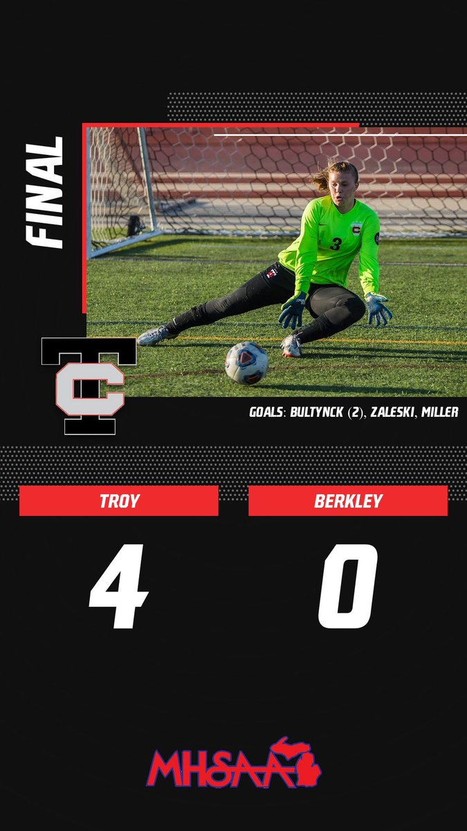 Survive and Advance!

@TCVS_2022 punches their ticket to the District Finals with a win over Berkley.

Goals scored by <a href="/sophia_zaleski/">Sophia Zaleski</a> , <a href="/BultynckLizzie/">Lizzie Bultynck</a> (2), &amp; Maddy Miller (Fr.) netted her first goal of the season.

Birthday girl, @k8_the_gr8_35 , with the shutout!

<a href="/MIPrepZone/">MIPrepZone</a>