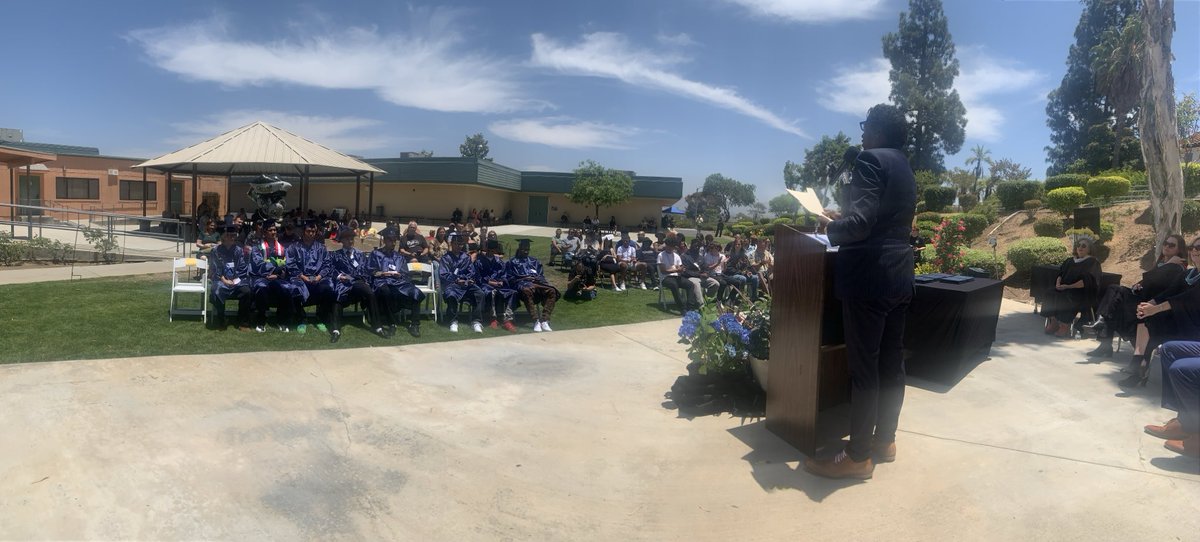 The view from the graduation stage ⁦<a href="/ChapCares/">Chaparral HS</a>⁩ as our counselor, Dr. Watkins, presented some scholarships. The speech from student Jed just did me in with emotion. So proud! Congrats and we’ll miss you all so much! 🎈🎓