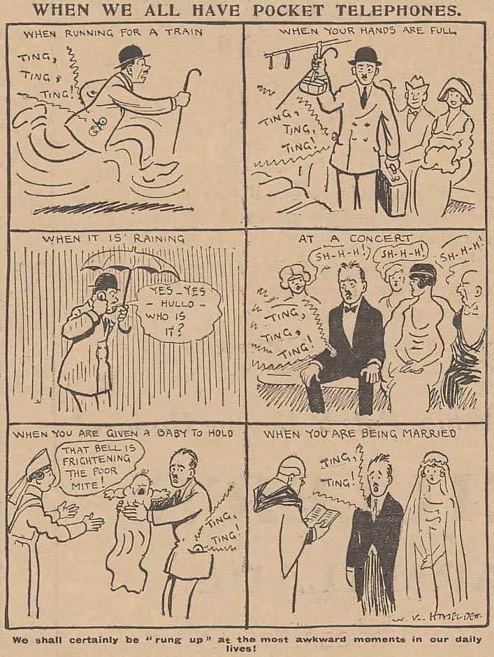 BharGo8's tweet photo. A 103-year old comic strip predicts the perils of owning a mobile phone!! https://t.co/woYO08zGsy