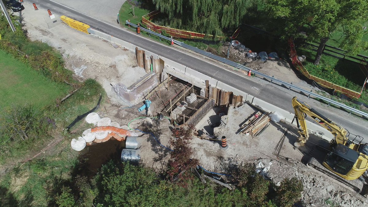 KAPPinfra's tweet photo. This is a great view of the prep work being done for the bridge widening project on Walkers Line in Burlington. You can see how we safely divert the stream during construction to protect the habitat. #CityofBurlington #Environment https://t.co/fDHc9EJqRs