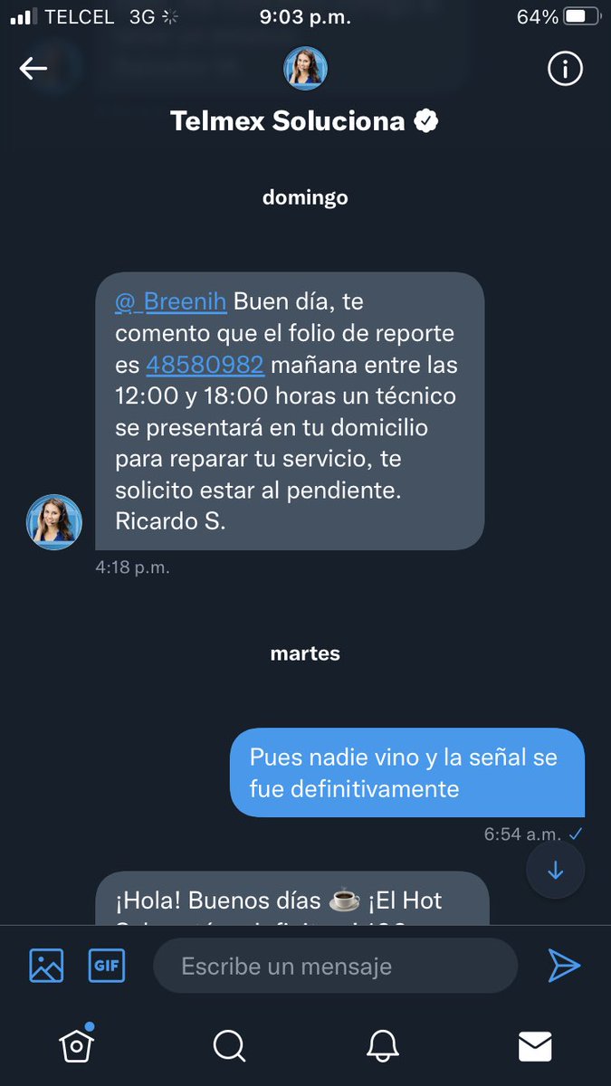 emanuelcanche's tweet photo. @TELMEXSoluciona Aquí ni siquiera vino el técnico… y estamos a jueves https://t.co/D2Oul3rsZi