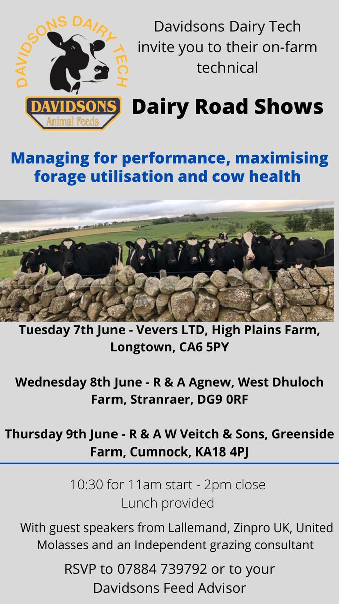 We hope to see you next week at our Dairy Tech Open Days!🤩

For more information, visit our website for details &gt;

📕davidsonsfeeds.co.uk/tech-news/

📱davidsonsfeeds.co.uk/social-media/