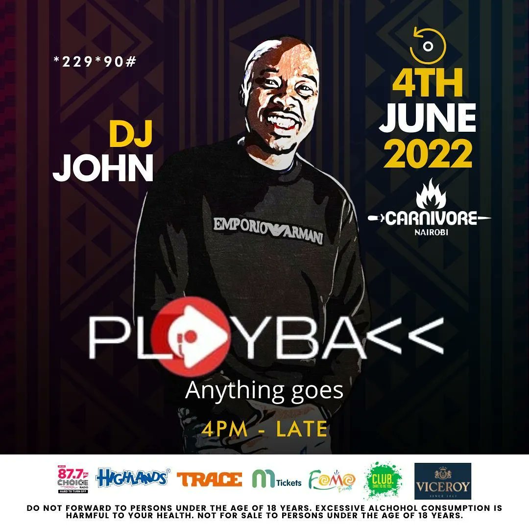AdamMaina_'s tweet photo. ๐๐๐ฆ๐๐ข๐ข๐ข๐ข๐ข๐ข๐ข๐ข๐ข๐ข!! ๐ฅ
Old school music lovers tupatane @Fomo_ke's #PLAYBACK from 2PM at Carnivore.
๐Legendary DJs including @DjPinye & @JohnHBR will take us through musical decades of the 80s, 90s & 2000s.
TIX: https://t.co/sSt5OjhUST
#SoundtrackOfOurGeneration https://t.co/CDvQAonNKX