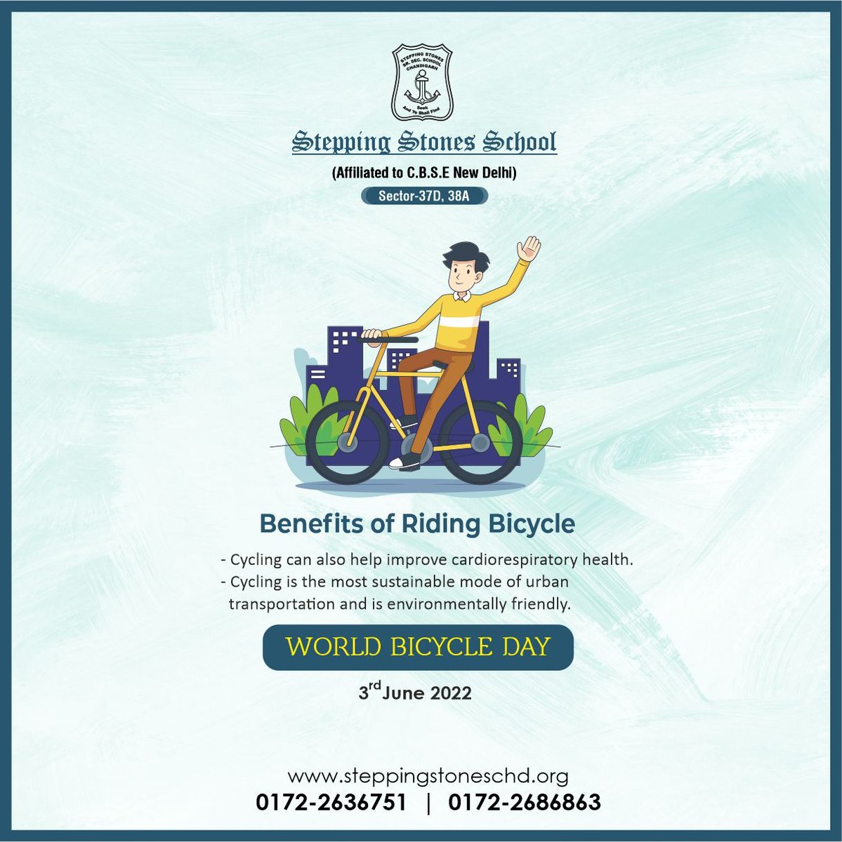 stones_school's tweet photo. Cycling is a favorite sport across the globe and we are happy to promote our favorite sport.

 #WorldBicycleDay #RoadBike #Cycling #Bike #June3 #Excercise #SteppingStone #BestcbseSchool #School #Chandigharh #CBSE https://t.co/HZ8KSj4iRl