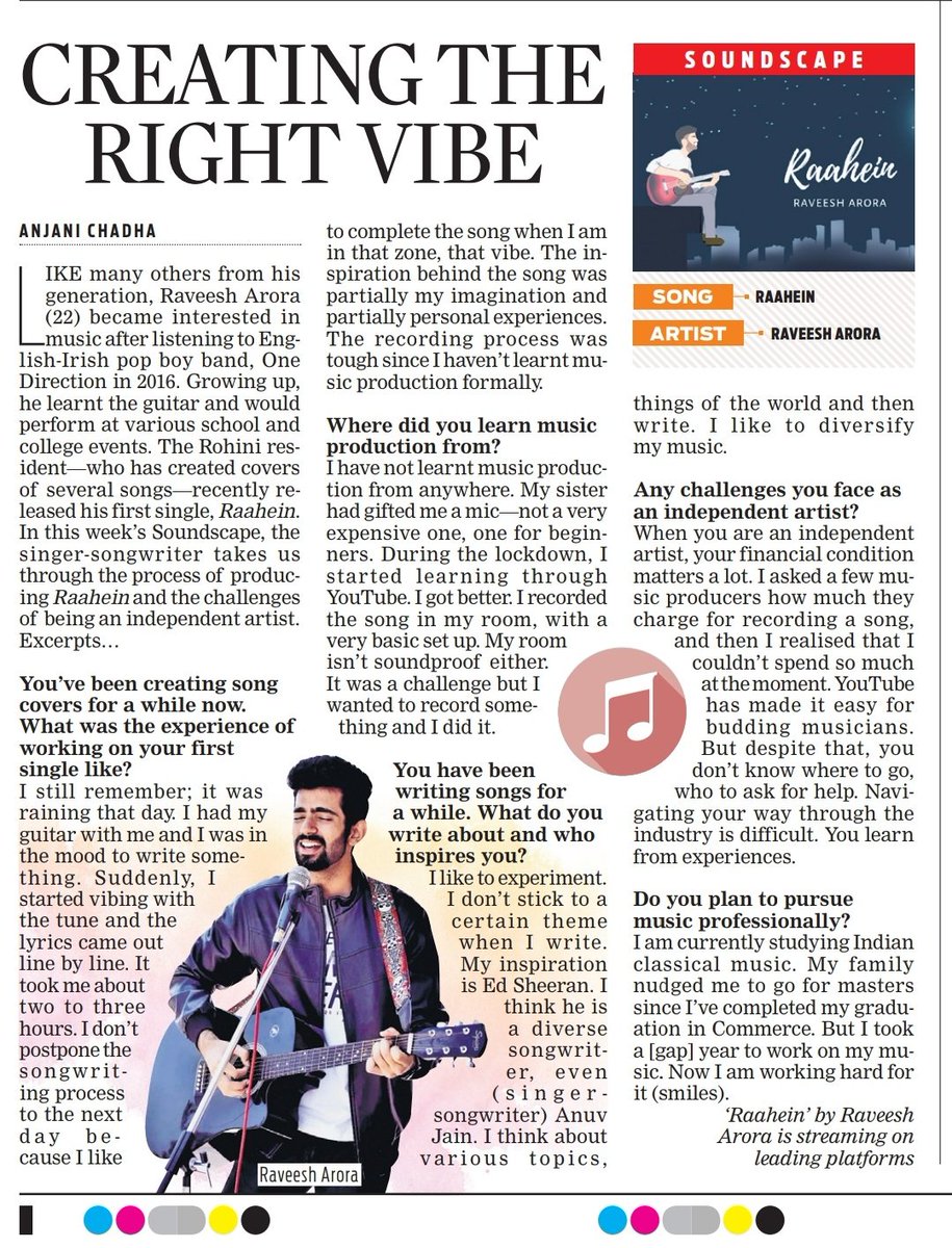 In this week's Soundscape, <a href="/AnjaniChadha/">Anjani</a> and <a href="/TheMornStandard/">TheMorningStandard</a> speak to #musician #RaveeshArora about the challenges of being an #Independent #Artist and his latest single #Raahein.

Read full story here: bit.ly/3m8vVyM