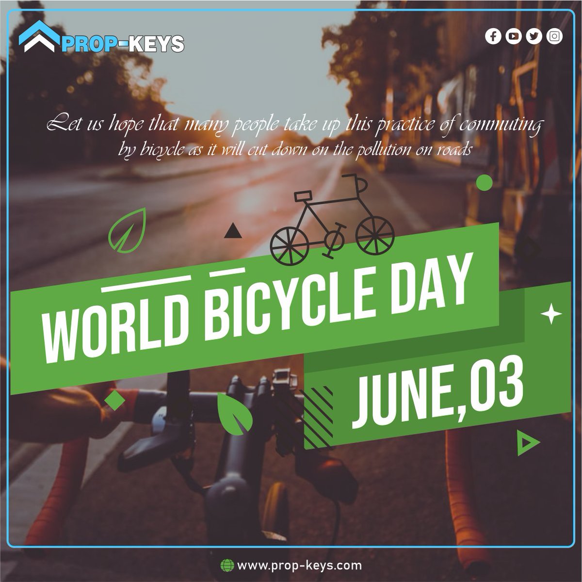 propkeys19's tweet photo. Let us hope that many people take up this practice of commuting by bicycle as it will cut down on the pollution on roads.
Happy World Bicycle Day!
#WorldBicycleDay #PropKeysConsulting #Environment #Pollutionfreeworld #NoidaRealEstate https://t.co/eRv4XNDW6z