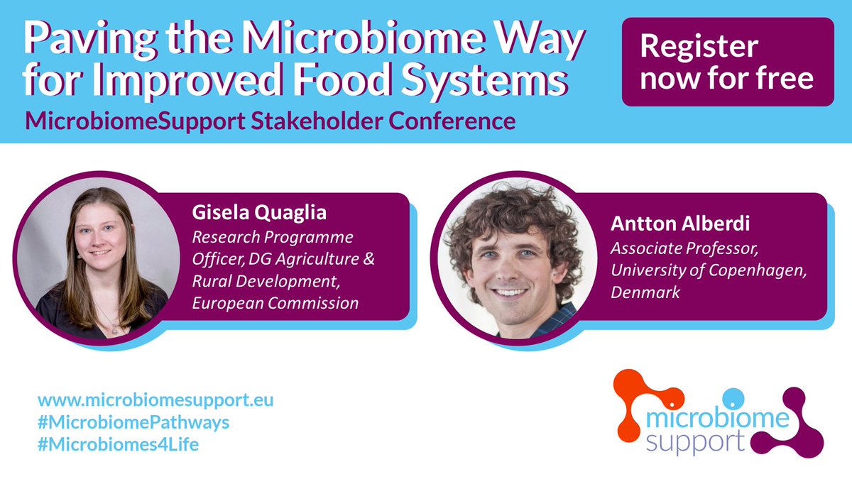 MicrobiomeEU's tweet photo. Meet the speakers! #MicrobiomePathways #Food2030EU
➡️ @giselaquaglia (@EU_Commission)
➡️ @anttonio (@koebenhavns_uni)
Day 👉 June 28
Session 👉 Microbiomes for the primary production & environmental health 🌾🌱
Don't miss the opportunity! Register here:
https://t.co/mJwQwimQTi https://t.co/GPxcwaHtj2