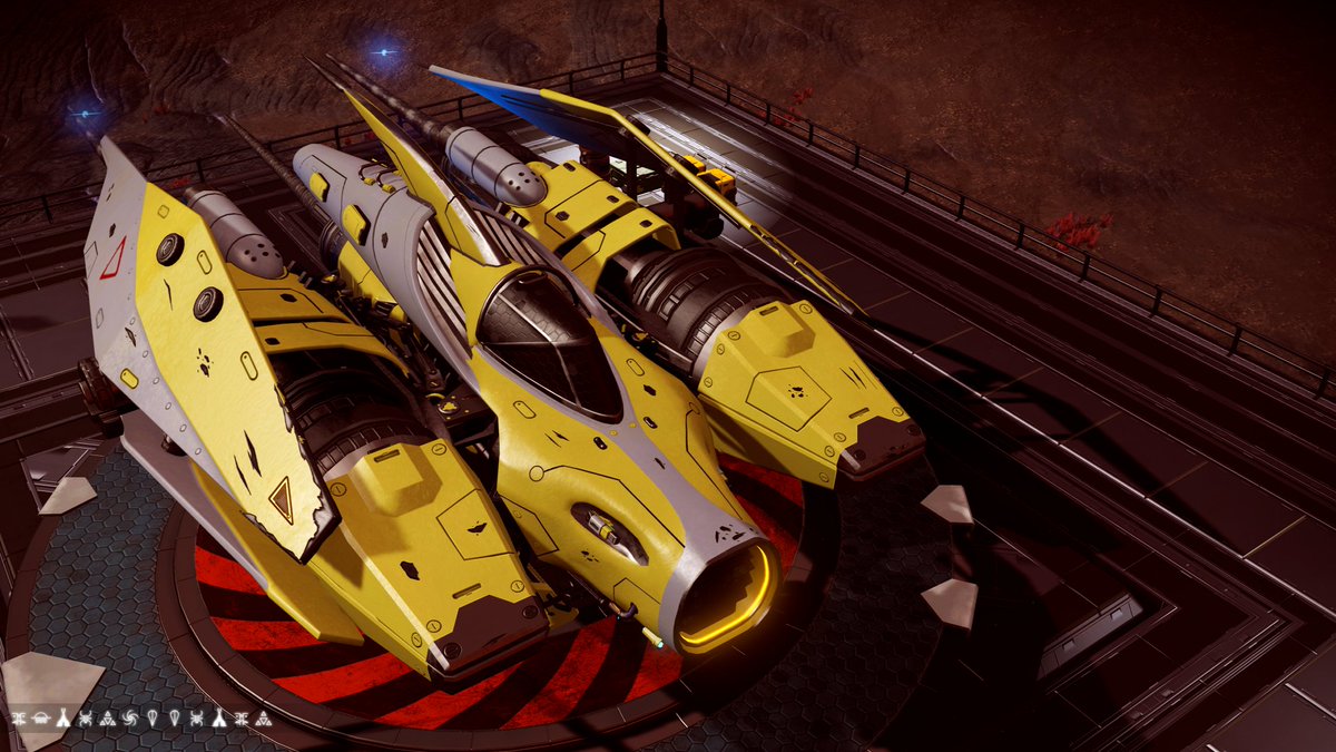 Richard52268932's tweet photo. No Mans Sky-Qitanian Empire colours Solar ship found in Euclid. #qitanian #qitanianempire #nomanssky #hellogames #euclid #shiphunter #Traveller #Polska #multiplayer #crossplatform #Solar #spacetravel #xbox #xboxshare #XboxOne #xboxonex #yellow https://t.co/Ld8yZ1FQqz