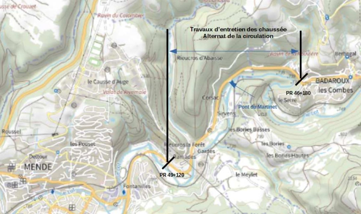 Prefet_48's tweet photo. 📢RN88 : Travaux d'entretien de chaussée et
d’ouvrage d’art entre la sortie Ouest #Badaroux & l’entrée Nord #Mende au lieu-dit Gardès
➡Du 7/06 au 8/07
➡Circulation alternée
➡Risque d’attente
⚠️Attention à la sécurité des personnels travaillant sur le chantier
#vigilance https://t.co/ebWjGyd9GN