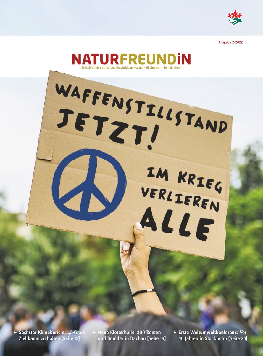 NaturFreunde's tweet photo. Übrigens ist jetzt auch die Juniausgabe des #NaturFreunde-Magazins da mit einer Titelgeschichte über die schwierigen politischen und moralischen Fragen, die Putins völkerrechtswidriger
Angriffskrieg gerade für Pazifist*innen aufwirft. PDF:
https://t.co/5koc2rA61W
#NFiN #Frieden https://t.co/tB99xM4MfY