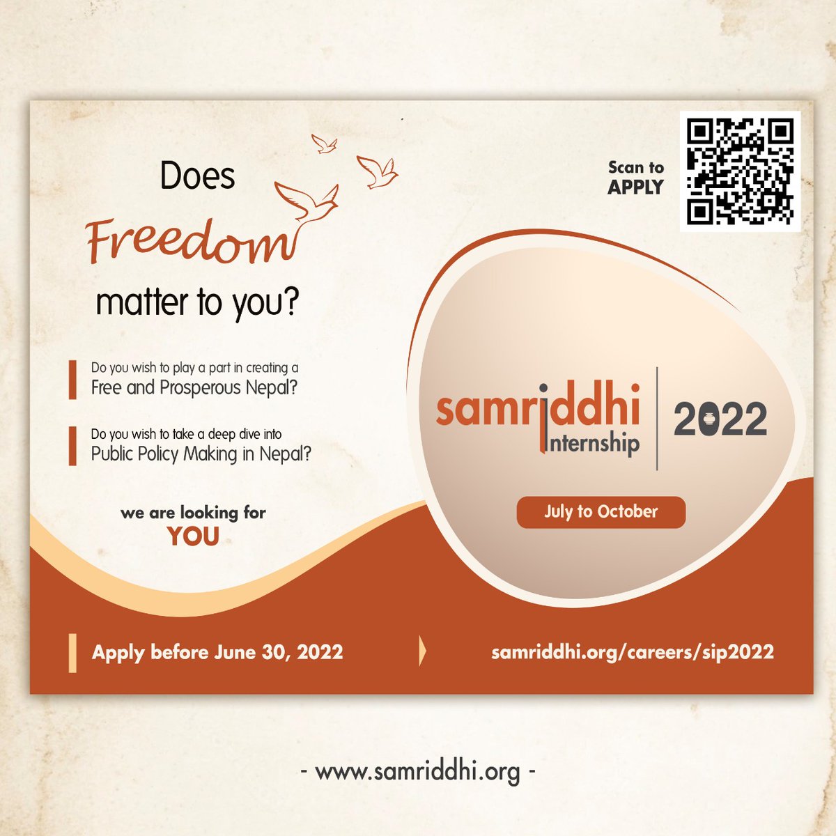 !!OPPORTUNITY!! 
<a href="/SamriddhiTPF/">Samriddhi Foundation</a> is calling applicants for "Samriddhi Internship 2022". Individuals interested in public policy can apply for the internship before June 30, 2022. 
Come learn with Samriddhi, apply here ⬇️
bit.ly/Samriddhi2022