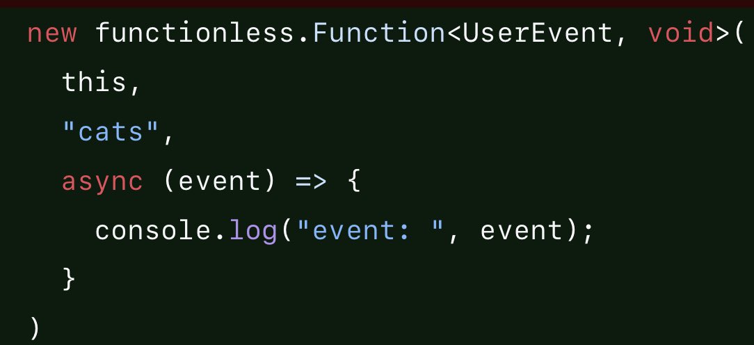 samgoodwin89's tweet photo. “functionless.Function”. I swear it makes sense lol. https://t.co/3tODsjqDki