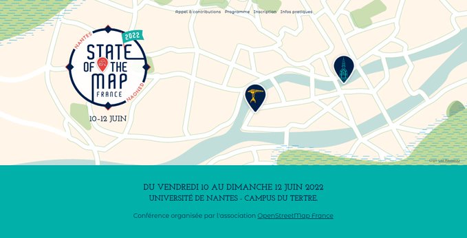 Bientôt le State Of The Map France <a href="/sotmfr/">State Of The Map FR</a> L'occasion de se rencontrer, de faire le point sur le foisonnement de projets autour d'#OpenSreetMap  - Nous y serons et animerons 2 conférences - Par ici le programme sotm2022.openstreetmap.fr/programme.html