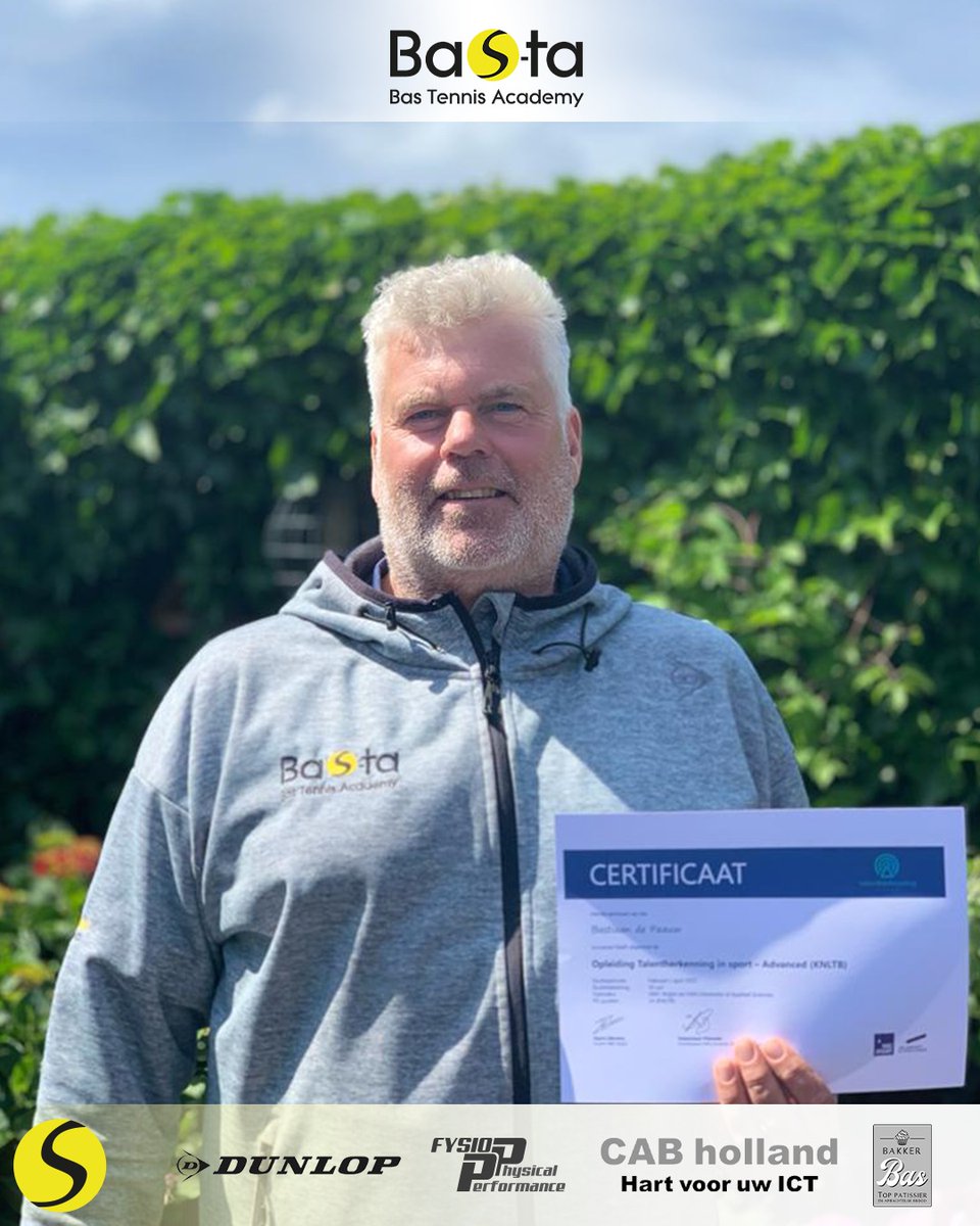 BastaTennisAc's tweet photo. Deze week mocht ik het bericht ontvangen dat ik de opleiding TiS KNLTB met succes heb afgerond👏🏼

De opleiding staat in het teken van Talentherkenning in de sport en dankzij de expertise en enthousiasme van diverse mensen zoals Harm Zeinstra en Sebastiaan Platvoet en (1/3) https://t.co/dkEeVZOSO3