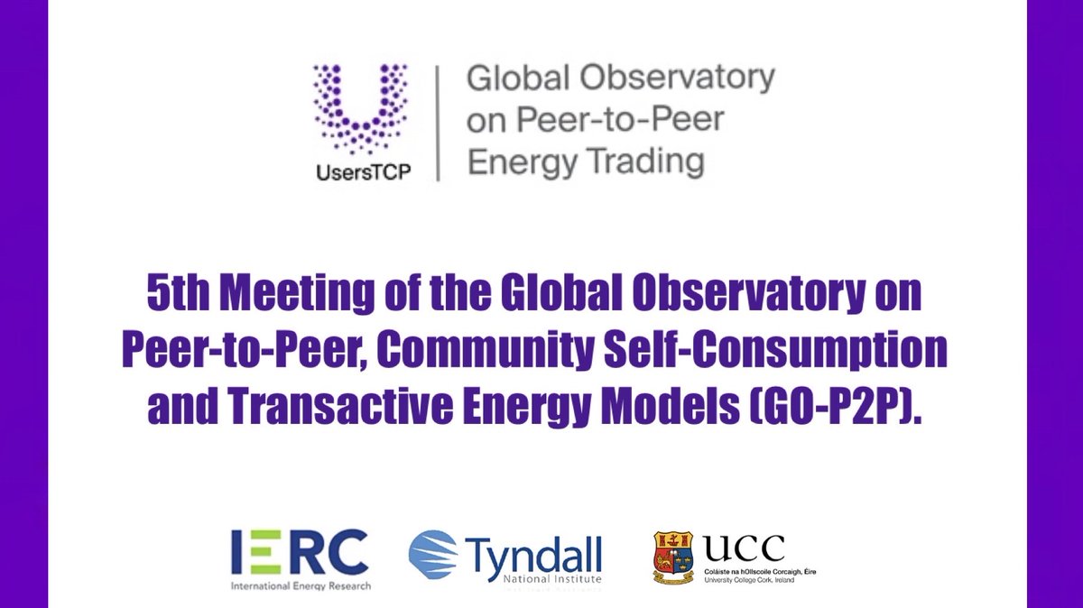 IERC_Info's tweet photo. The IERC is delighted to host the 5th Meeting of the Global Observatory on Peer-to-Peer, Community Self-Consumption and Transactive Energy Models (GO-P2P).  

Day one on June 23rd, is an open event with tickets and more information available here: https://t.co/IzhJSDXENh https://t.co/CfNcvmsYYo