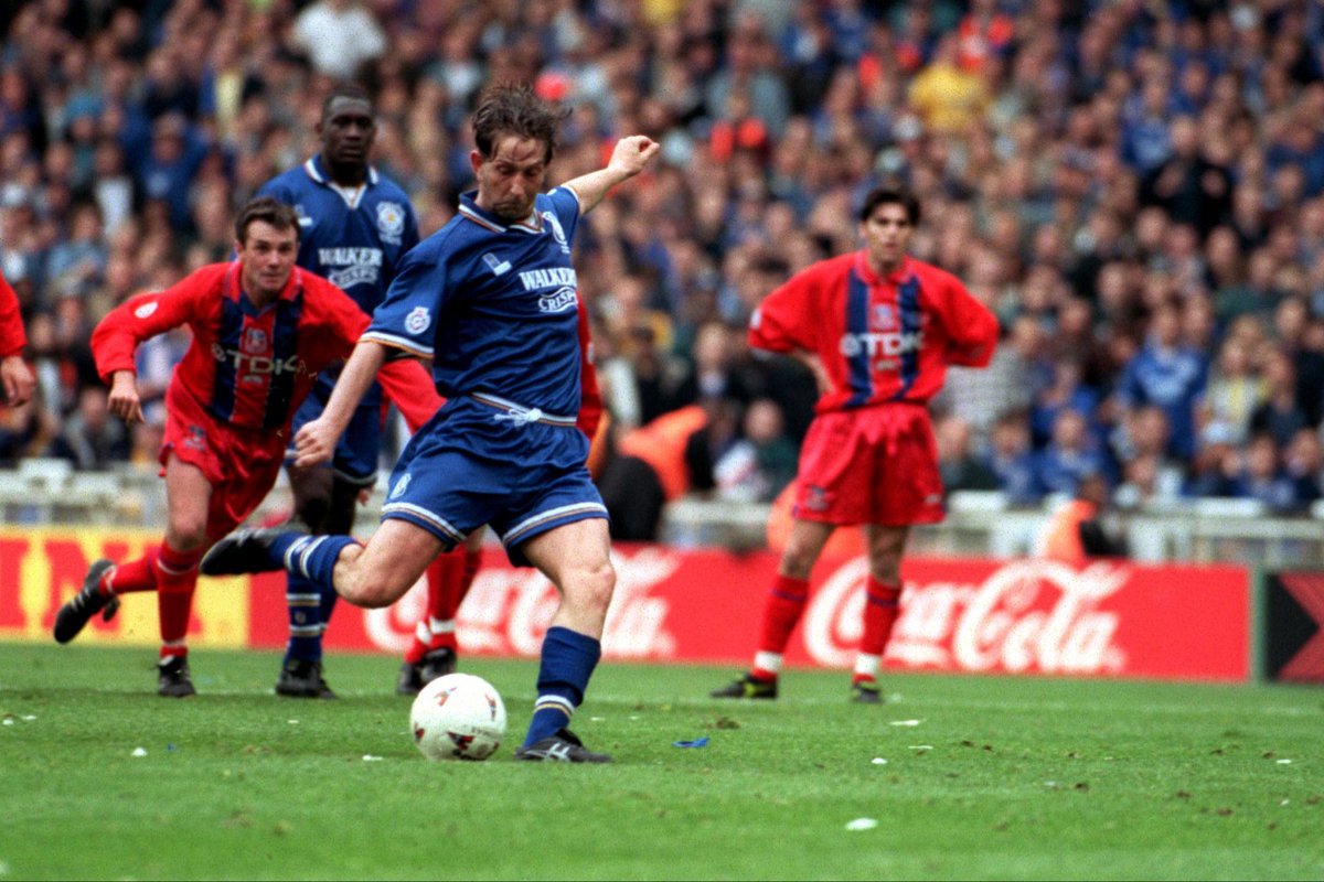 City90s's tweet photo. Garry Parker equalises for City in the 1996 Play off final. Parker scored 10 goals in 114 games for the foxes between 1995-2001. https://t.co/Bohk8Isi5V