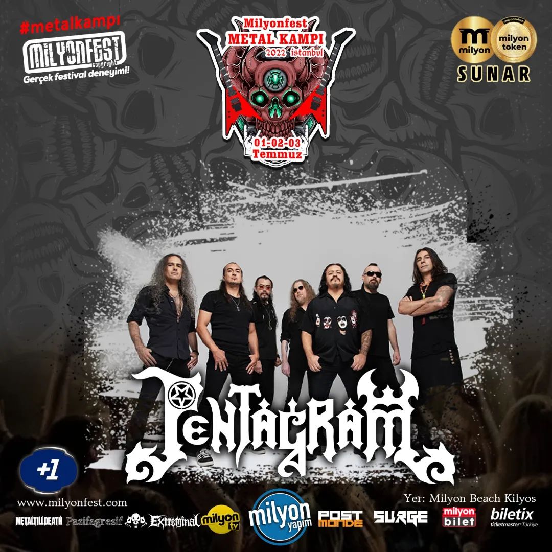 🗓 1 Temmuz Cuma
📍 <a href="/MilyonFest/">Milyonfest</a> <a href="/metal_kampi/">Milyonfest Metal Kampı</a> 
🔗 <a href="/milyonbilet/">milyonbilet</a>

#Pentagram #Mezarkabul