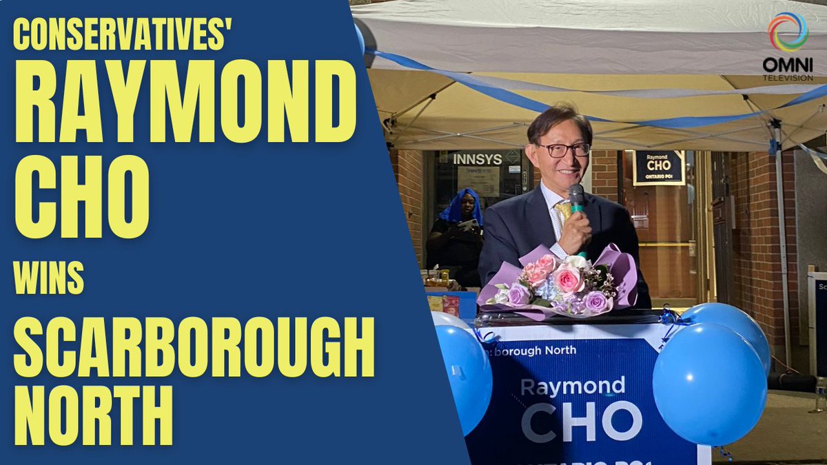 PC candidate Raymond Cho wins in #Scarborough North. 

#Onpoli #onelxn2022