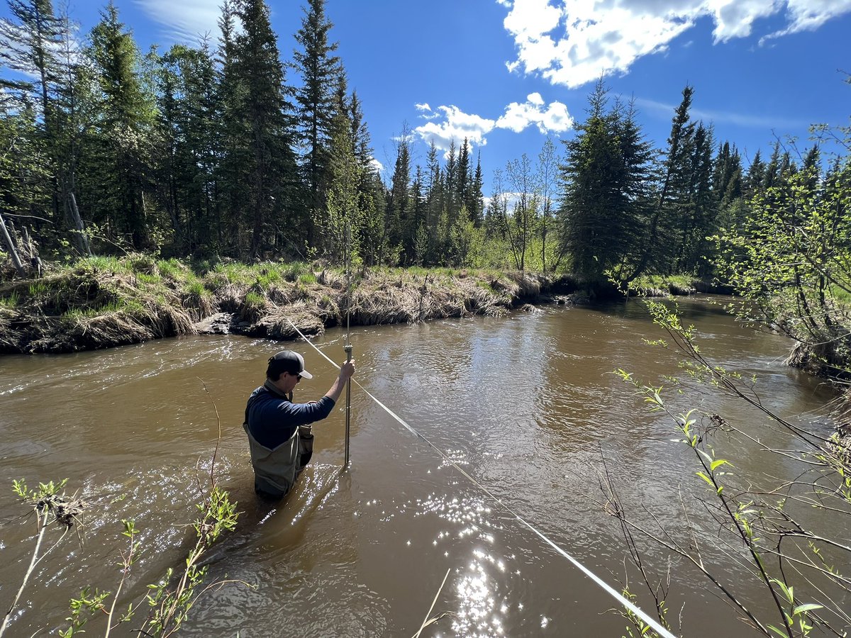 BioGeoJacob's tweet photo. Finally got out to install equipment at our last core stream, Stuart Creek! Stuart Creek’s watershed burned in 2013, making this a great site for me to study how boreal wildfire can influence #StreamMetabolism. https://t.co/7MBDJgoXnZ