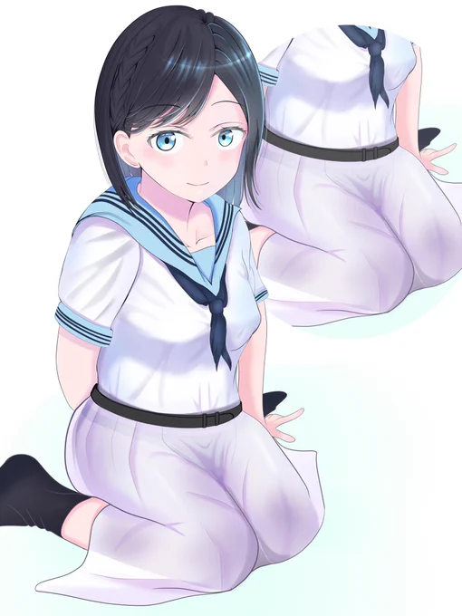 白い制服の下にうっすら見える身体のラインがスキという絵
#オリジナル  #オリジナルイラスト 