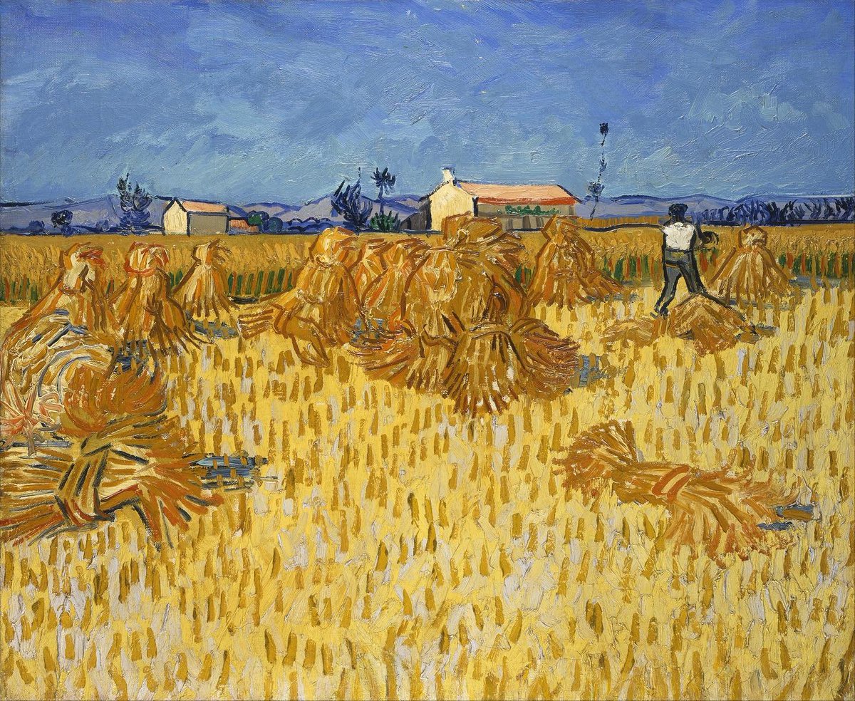 mason4922's tweet image. Vincent van Gogh,  Corn Harvest in Provence, June 1888. Oil on canvas