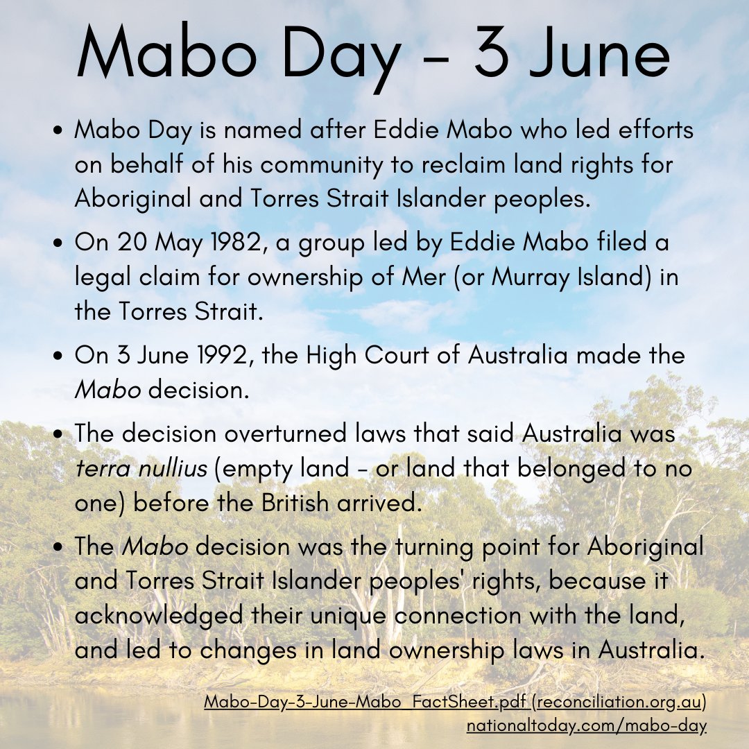 PACYPC's tweet image. Today is Mabo Day and the 30th anniversary of the Mabo decision. One small change we can all make during Reconciliation Week is to learn more about this important day, and its significance for the cultural rights of Aboriginal and Torres Strait Islander peoples.