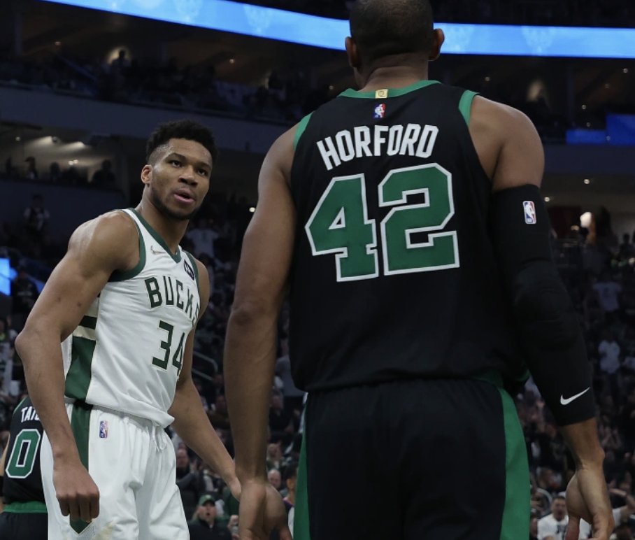 PrizePicks's tweet photo. Al Horford really got dunked on by Giannis and then became the greatest player of all time https://t.co/qSzXiHpOVF
