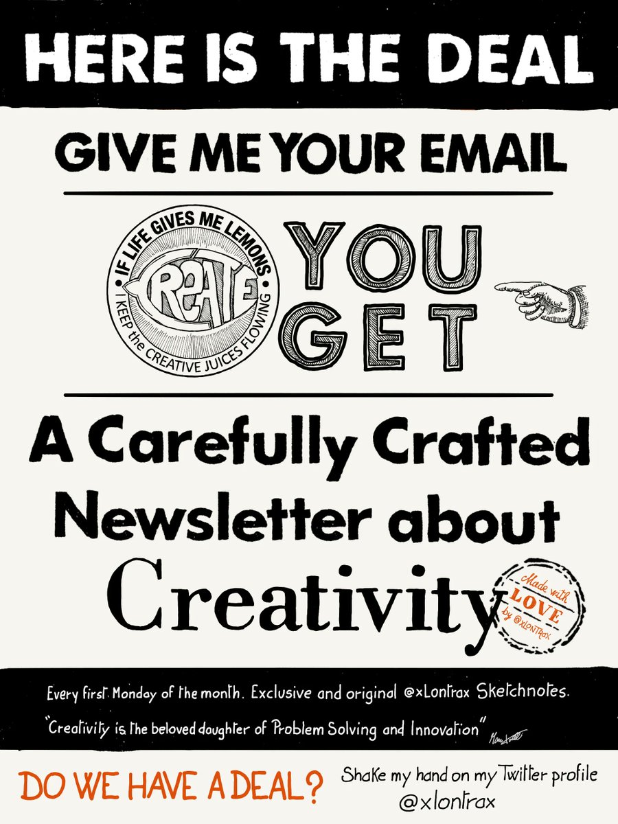 Just few days to the "Keep the Creative Juices Flowing" issue 6.

Here is the deal!

Want a test drive before subscribing?

Sure!

getrevue.co/profile/xLontr…

See you Monday?