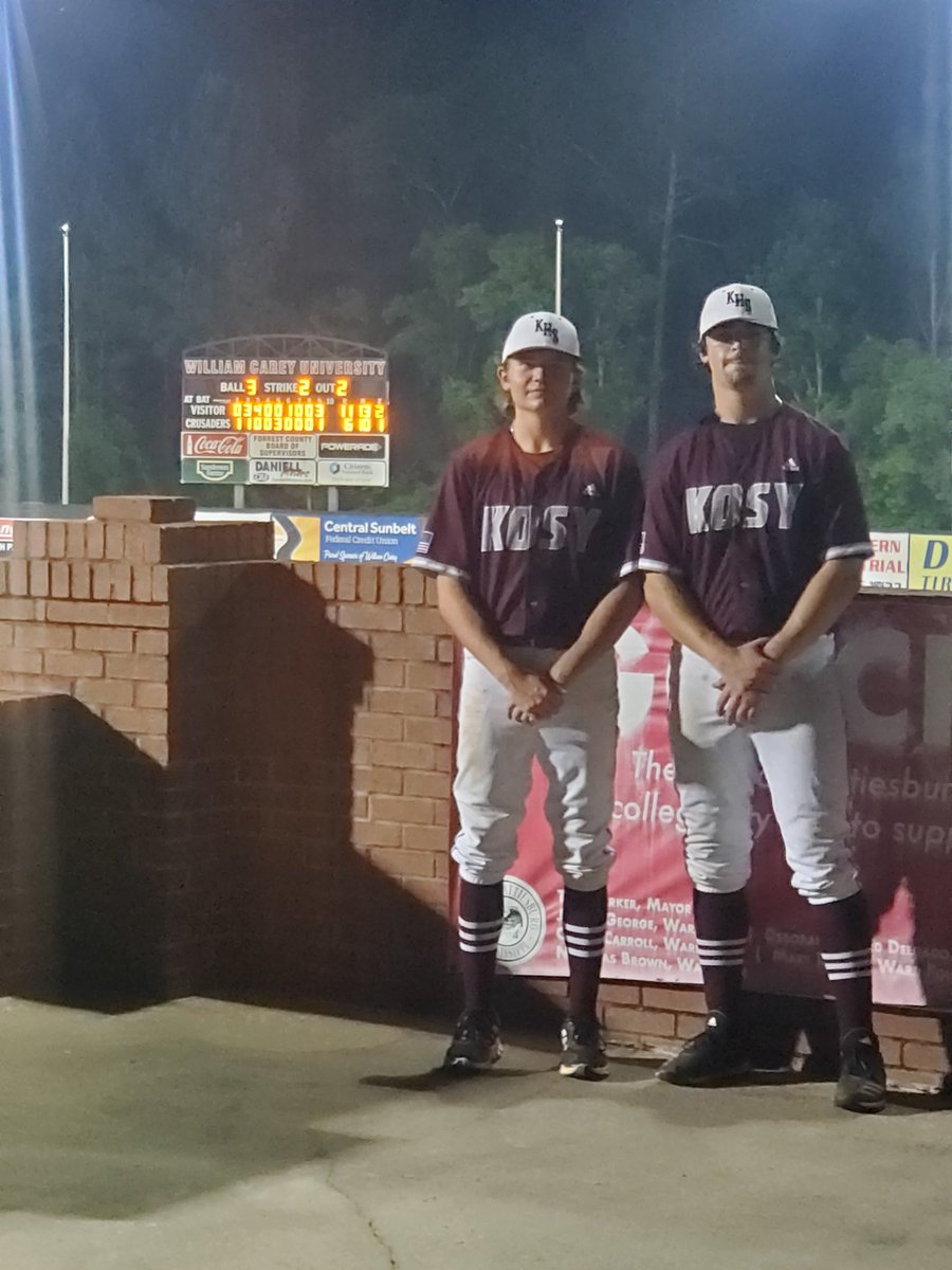 badbrad1968's tweet photo. These two guys represented Kosy well tonight!!!! Won 11 to 6!! Parker pitched 2 inning/2 strikeouts/2 hit and gave up no runs! Ethan had several hits with 2 RBI's (believe that correct) https://t.co/MKWQXyYsgk