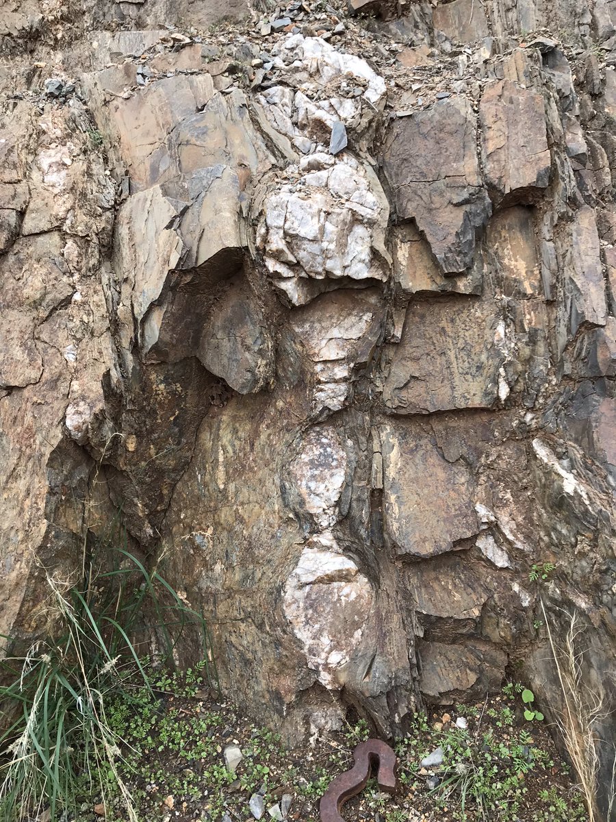 anna_chica's tweet photo. Our drive home takes us across several continent-building structures like the MacDonald fault, which marks the contact between the Adelaidean #neoproterozoic basin sediments and the #paleoproterozoic #Willyama inlier- this cutting is a snapshot into #glacial conditions #GSSArocks https://t.co/KrqCbZTNUq