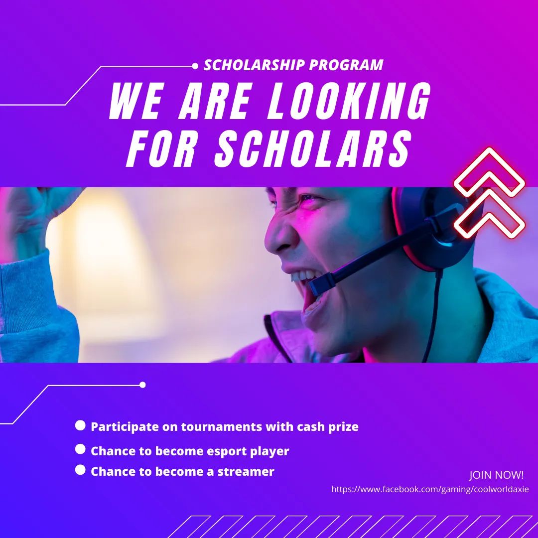 coolworldp2e's tweet photo. Our guild is looking for scholars. Preferably gamer in nature. Why? Chance to showcase your talent on tournaments and could be your ticket to become esport player or streamer! What are you waiting for? JOIN NOW! https://t.co/xoPoVeHcWS