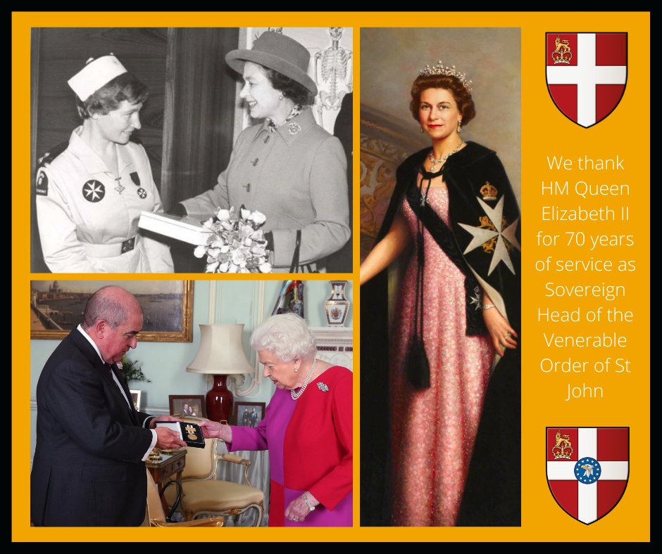 OStJUSA's tweet photo. In February, HM #QueenElizabethII marked 70 years as Sovereign of the UK. She's also faithfully guided @StJohnINTL as its #SovereignHead. For her #PlatinumJubilee weekend, we thank her for a life of service and dedication!
#ProFide
#ProUtilitateHominum
#StJohnPeople
#OneStJohn https://t.co/OWAhoD9PWo