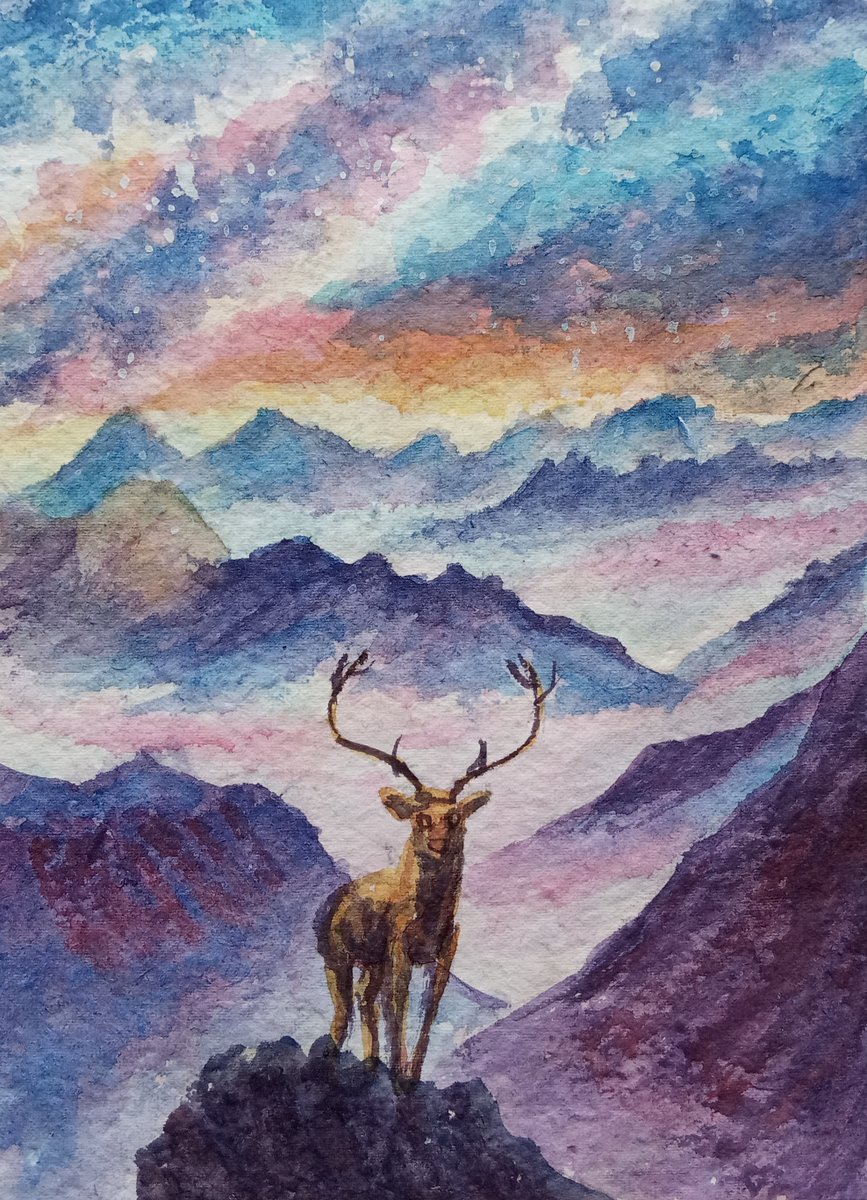 ajayanand2's tweet photo. Antelope  and starlight, watercolor on paper, it is based on a  photo by @ANGELESBERMEJO1
#watercolorpainting https://t.co/Bfcmkkes6a