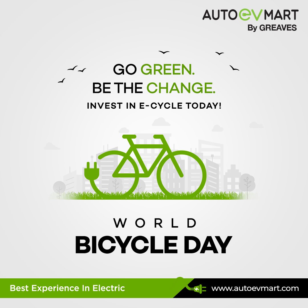 On the occasion of #WorldBicycleDay, pledge to be a responsible world citizen. Invest in your e-cycle today.
Visit our website to know more about the range of E-cycles that we offer. 
autoevmart.com/offerings/ecyc…
#AutoEVmart #ElectricCycle #Ecycle #Electric2Wheelers