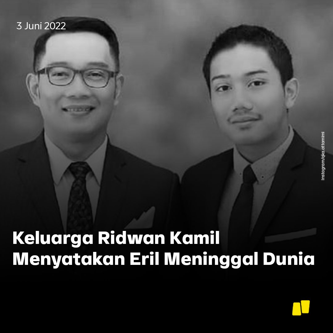 Keluarga Ridwan Kamil yang diwakili oleh Erwin Maniruzaman dalam konferensi pers pada Jumat (3/6/2022), menyatakan bahwa Emmeril Kahn Mumtadz atau Eril telah meninggal dunia karena tenggelam. 

Rest in Peace, Eril 🥀 

| Narasi Daily