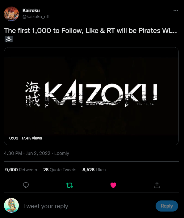 charueida's tweet photo. @kaizoku_nft Lets goooo https://t.co/ezs3O9qpqc