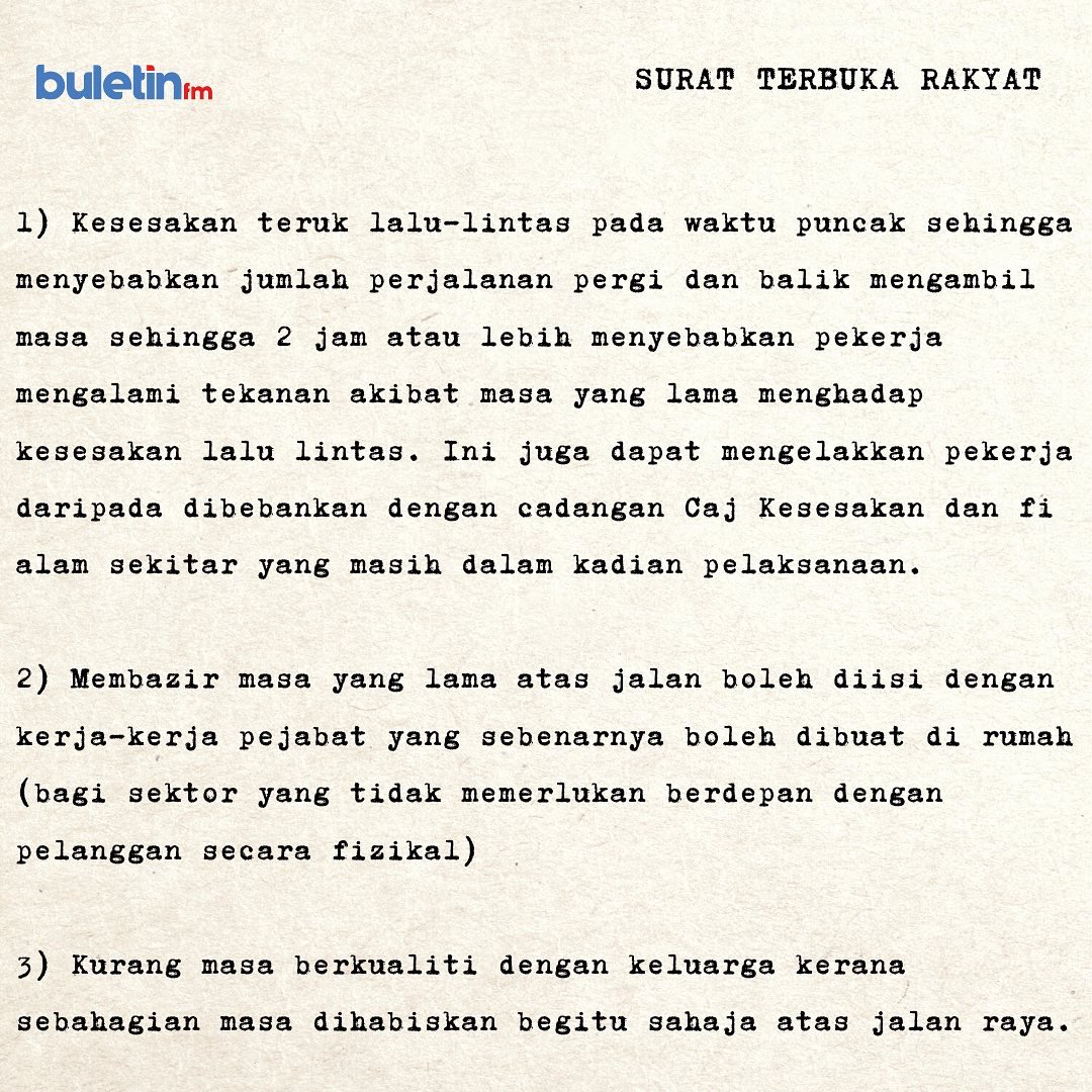 kool101my's tweet photo. Surat Terbuka Rakyat ditujukan kepada Perdana Menteri Malaysia, Datuk Seri Ismail Sabri @ismailsabri60 

Kesesakan jalanraya yang sangat teruk kini membuang masa rakyat Malaysia di atas jalanraya sehingga tiada masa untuk keluarga, penat mental dan fizikal. https://t.co/Py9yzqiLDP