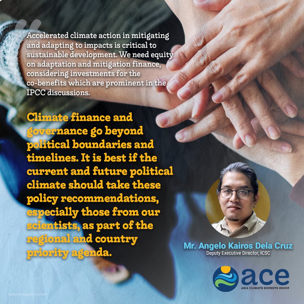 icsc_ph's tweet photo. .@KairosDelaCruz joined other experts from #SEA to discuss @IPCC_CH #AR6 and shared the importance of shaping the climate-resilient and low-carbon development pathway in the region through governance and finance policy action. Learn more: https://t.co/5ZR4JwqplY https://t.co/sN8QsDcrv4