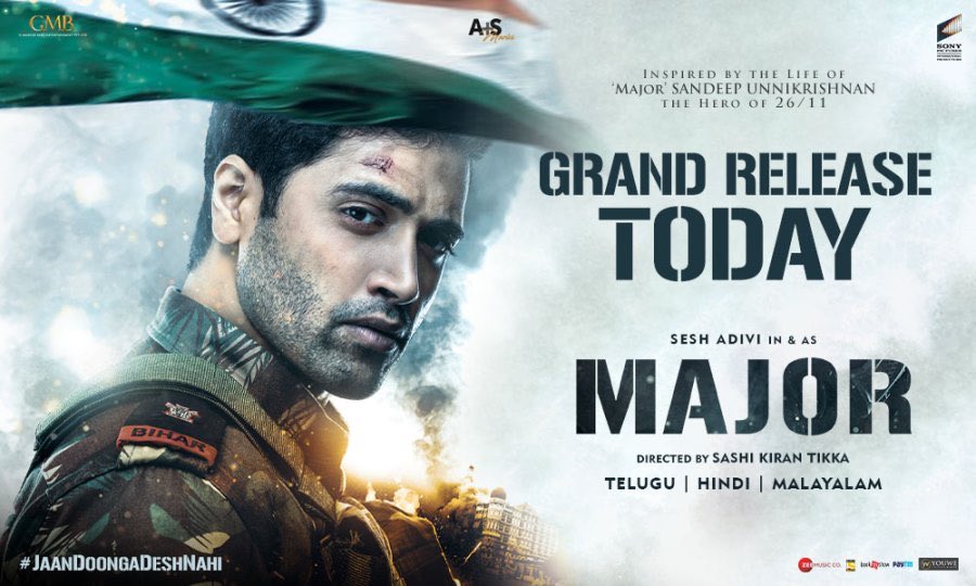 World will talk about #MajorTheMovie from today and the entire movie team 👍 Major WonHearts with early premiers congrats @adivishesh @gmbents @urstrulymahesh and entire major team :) 
#MajorTheFilm