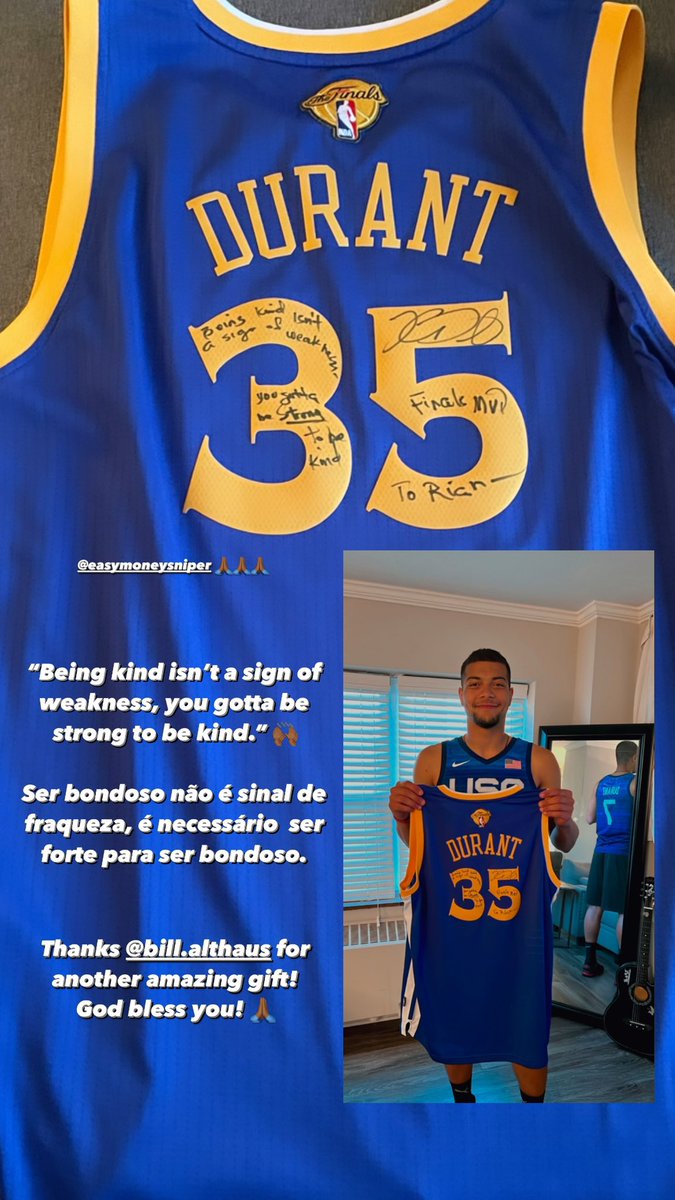 Thanks for being such an inspiration <a href="/KDTrey5/">Kevin Durant</a> God bless you! 🙏🏾

Appreciate the amazing gift! <a href="/AlthausEJC/">Bill Althaus</a>