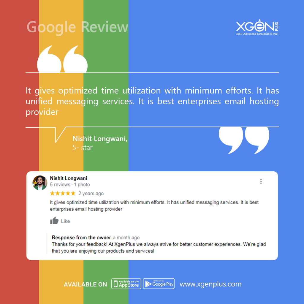 xgenplus's tweet image. See what our talent has to say about us on our google reviews! Here are a few words from Nishit Longwani. We are honored to serve him &amp;amp; look forward to serving many others.

For more info- xgenplus.com

#XgenPlus #enterpriseemail #businessemail #googlereviews #review